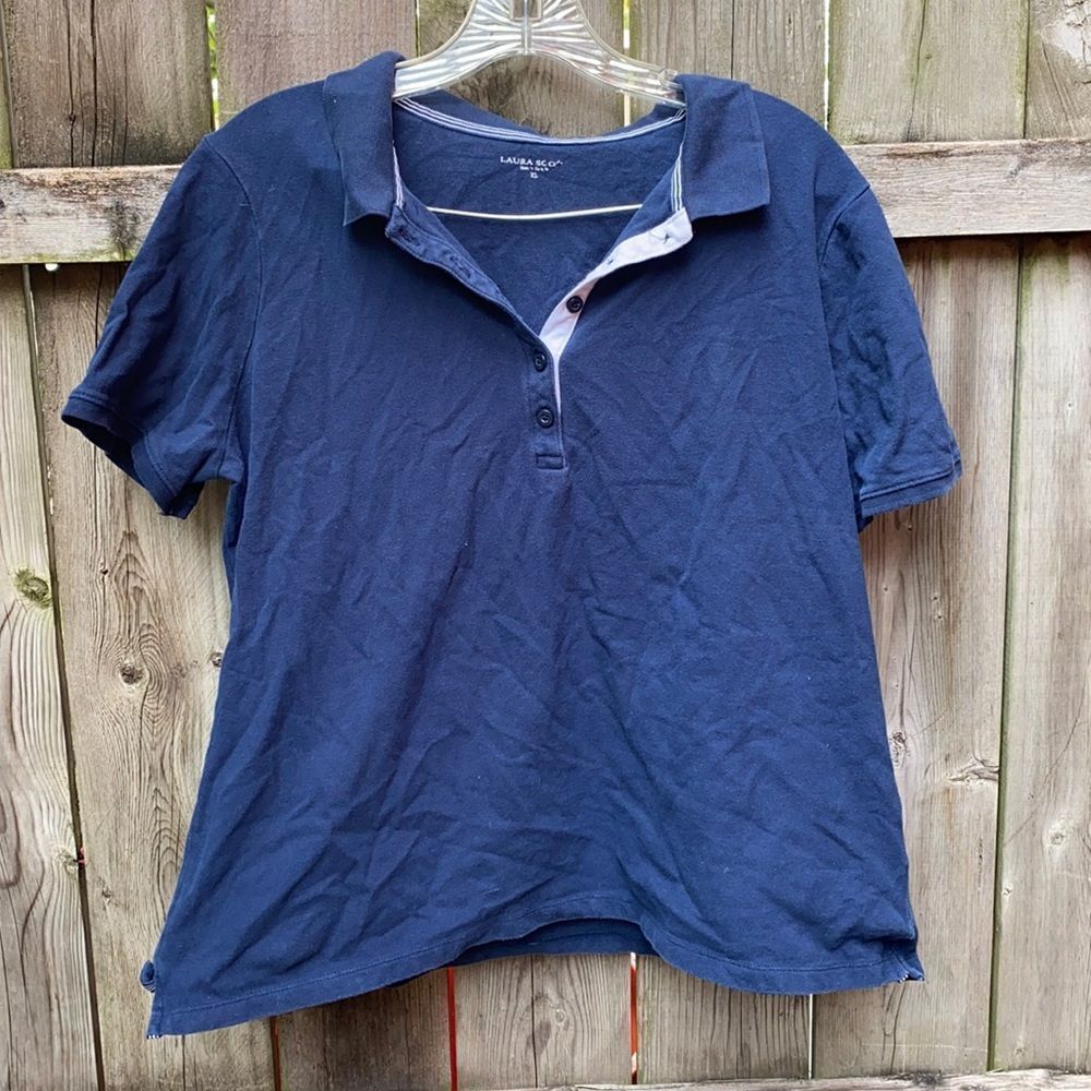 Laura Scott Blue Polo Shirt sz. XL